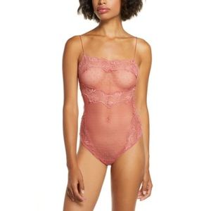 Free People That Sweet Thing Mesh Pink Bodysuit